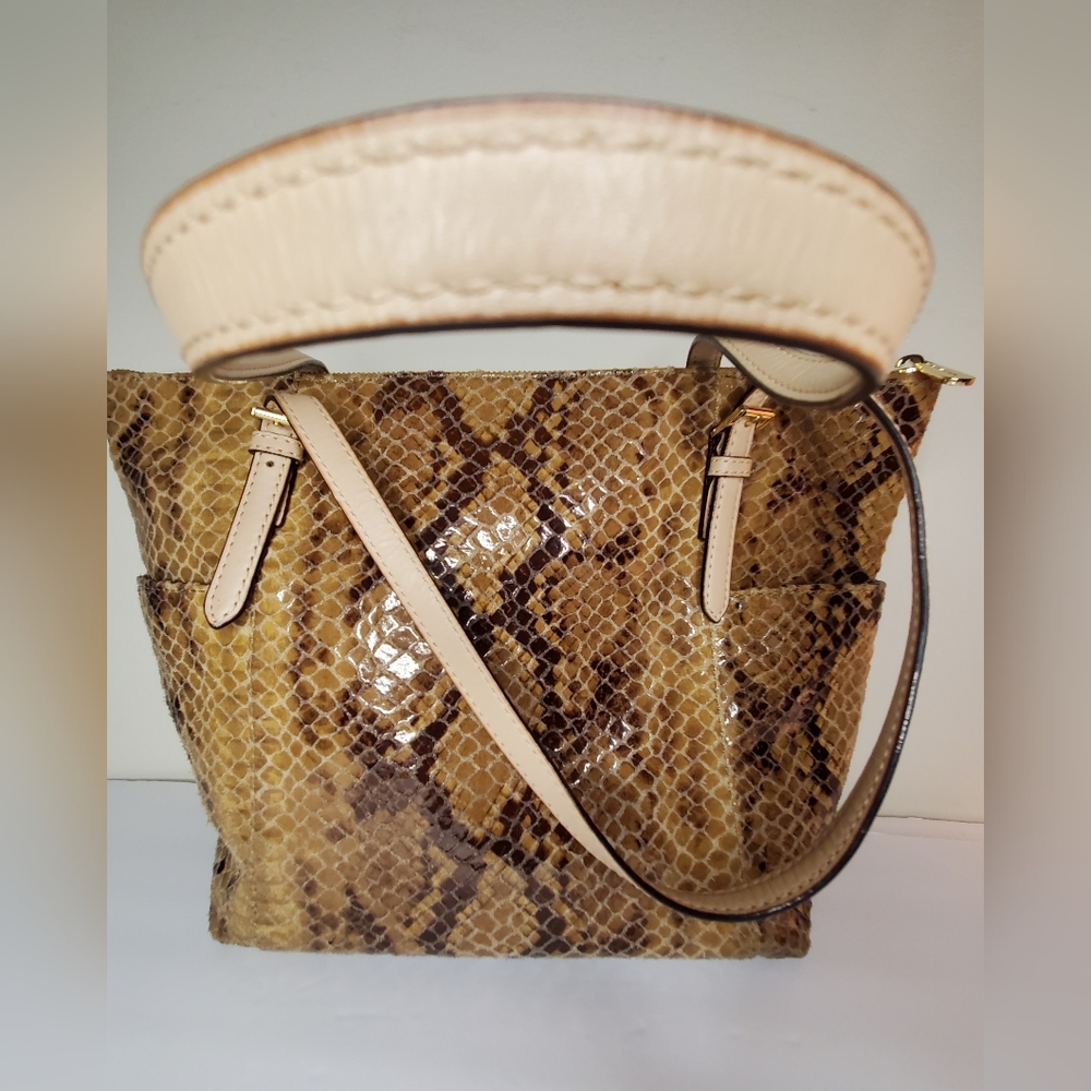 Michael Kors Ladies Brown Leather Python Tote Jet… - image 2